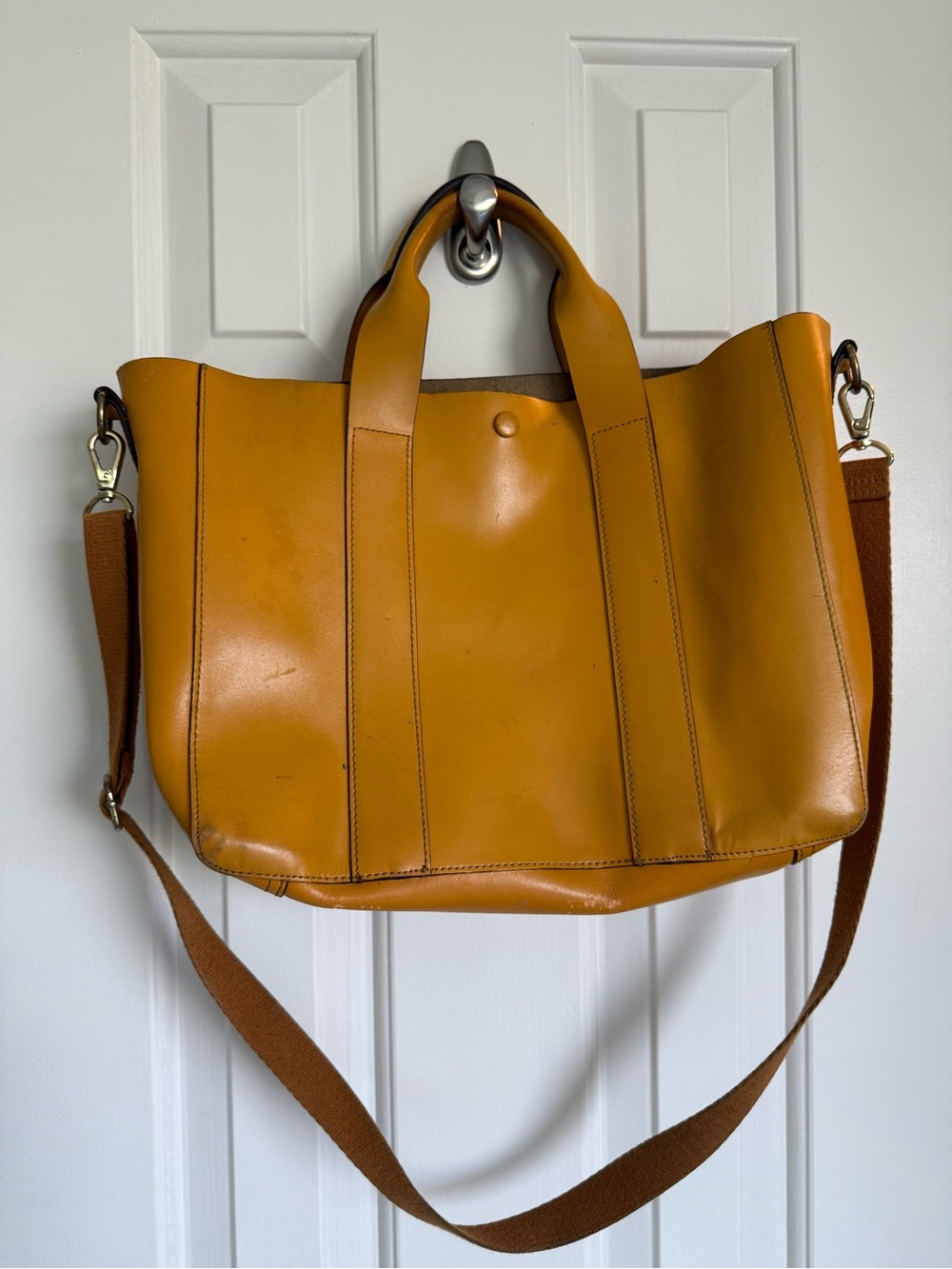GAP Leather Tote in Mustard Brown-Orange